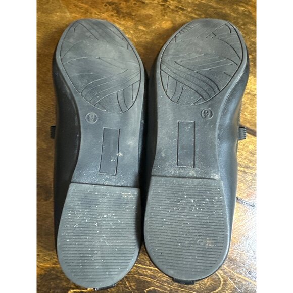Womens Black Mary Jane Flats Size 9 W/M Elastic Strap Sq Toe Slip-On Comfort - Picture 8 of 9